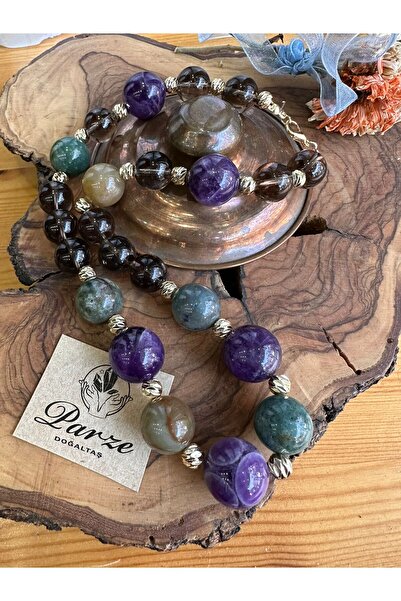 parze doğaltaş Ametist , Dumanlı Kuvars ve Hint Akik Doğal Taş Tasarım Dizi K...