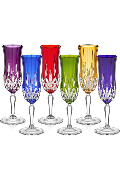 Decorium Cristalline 100 ml 6 Parça Flüt 6 Renk Cam Şampanya Kadehi 9-01020022
