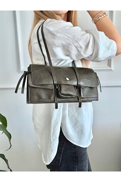 mèche atelier since 2024 Γυναικεία δερμάτινη τσάντα ώμου Khaki Colored Ley