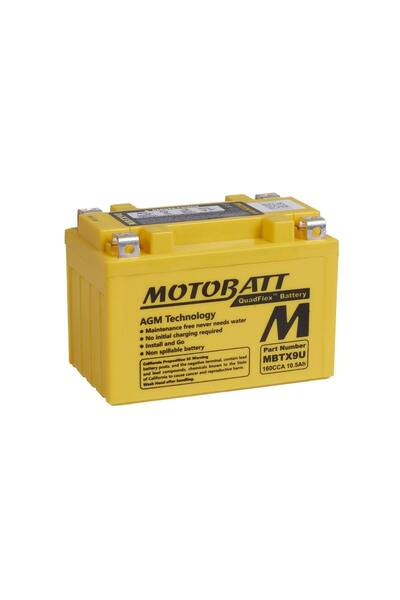 MOTOBATT QUADFLEX 4 KUTUP 12V 10,5 Ah 160 CCA AKÜ MBTX9U