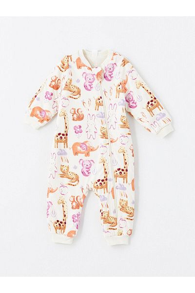 LC Waikiki Lcw Baby Printed Long Sleeve Printed Baby Girl Romper