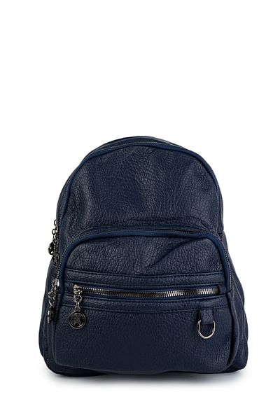 minebag Kožený dámský batoh Navy Blue Sabina - Praný