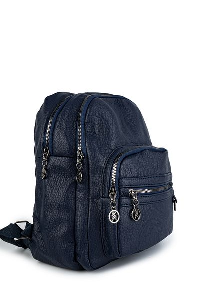 minebag Kožený dámský batoh Navy Blue Sabina - Praný