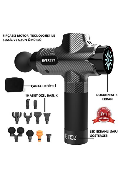 TMAX EV-MT52 Masaj Tabancası 24V / 2500 mAh Fırçasız Motor 3960 RPM Hız 10 Başlıklı (YENİ MODEL)