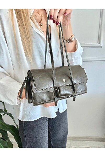 mèche atelier since 2024 Γυναικεία δερμάτινη τσάντα ώμου Khaki Colored Ley