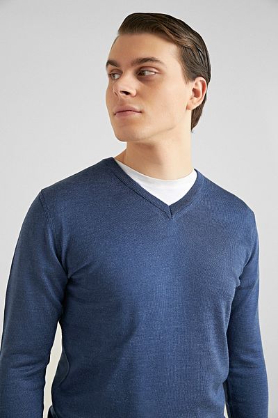 D'S Damat Пуловер от памучна смес с индиго кройка Ds Damat Regular Fit