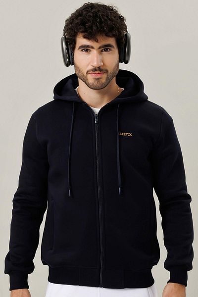 Escetic Ανδρικό φούτερ Navy Blue - Fleece, Χοντρό 3 κλωστές, Casual Hoodie TK0084