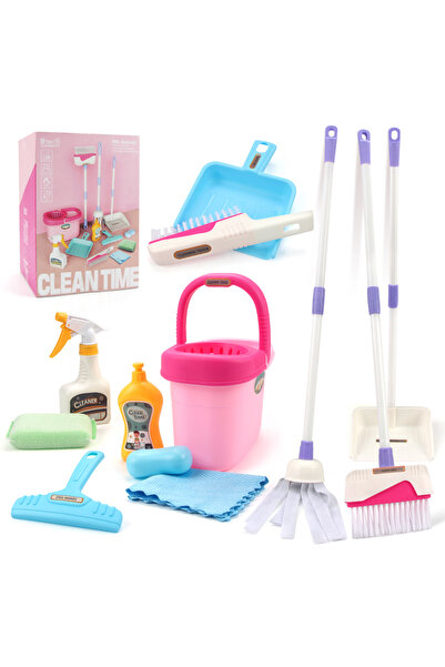 Choice1 مجموعة أدوات تنظيف منزلية للأطفال من النوع الوردي مع صندوق مكون من 12...