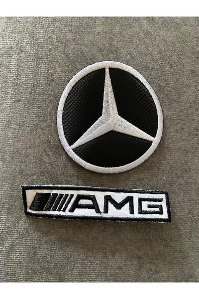 icase Set de 2 plasturi cu logo-ul mașinii Mercedes AMG (8x8 CM) - pot fi cusute