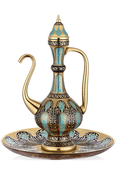 Decorium Hürrem 24 Ayar Altın Yaldızlı 45,5 Cm Dekoratif Çok Renkli Cam Ibrik...