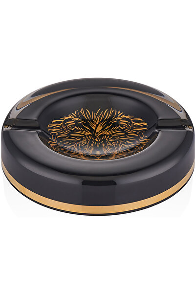 Decorium Leo 24 Ayar Altın Yaldızlı 18 Cm Puro Dekoratif Siyah - Altın Cam Kü...