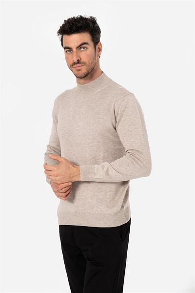 Brothers Ανδρικό πουλόβερ Basic Knitwear - Μισό ζιβάγκο, Χρώμα πέτρας Pisca B05.242.545