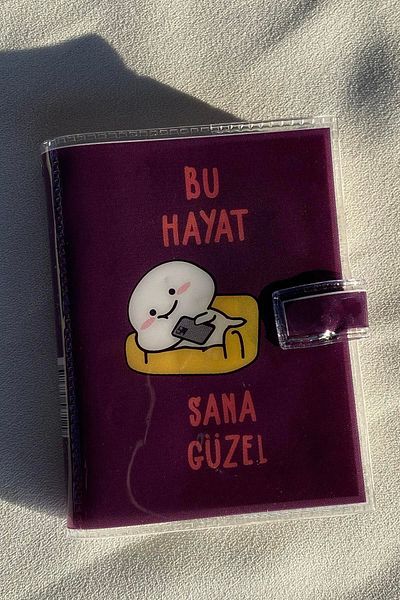 TAKIŞTIR اللون الأرجواني هذه الحياة مكتوبة بشكل جميل لك دفتر صغير