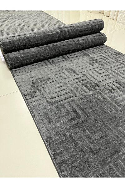 Alya Home Kaymaz Tabanlı Elit Bukle Kesme Salon Koridor Mutfak Halısı Yolluk Çeşme Antrasit