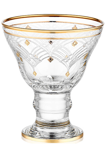 Decorium Camellia 24 Ayar Altın Yaldızlı 255 ml 6 Parça Cam Dondurmalık 9-011...