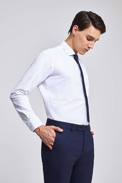 Twn Slim Fit Λευκό εμπριμέ πουκάμισο