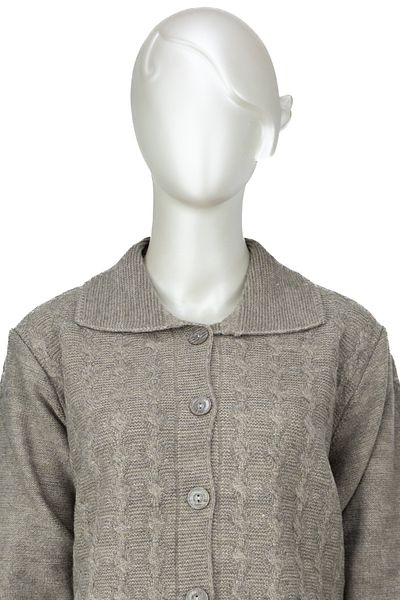 Oppland Relaxed Fit - Double Pocket Wool Mother Classic Cardigan with Non-Pilling Curling Pattern