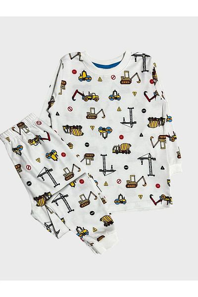 elmas kids Set de pijamale de iarnă cu mâneci lungi, 100% bumbac, alb, pentru băieți