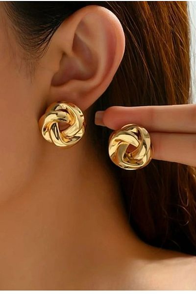 mos&more Gold Modern Design Women's Earrings