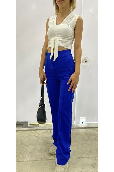 DeChival PANTALONI PANTALONI PALAZZO LYCRA PANTALONI PANTALONI PALAZZO LYCRA PENTRU FĂMÂNĂ CU CUSCĂTĂ FRONTALĂ