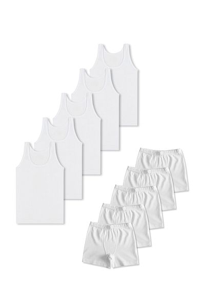 GizaKids 95% Cotton Boys Single Jersey Undershirt Boxer Briefs Set of 5