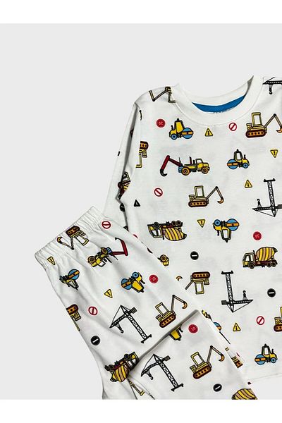 elmas kids Set de pijamale de iarnă cu mâneci lungi, 100% bumbac, alb, pentru băieți