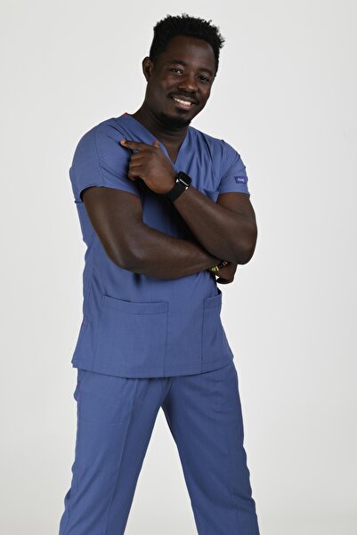 Kıraç Uniform Dr Greys Soft Likralı Uzay Mavi Doktor-Hemşire Forması Medikal ...