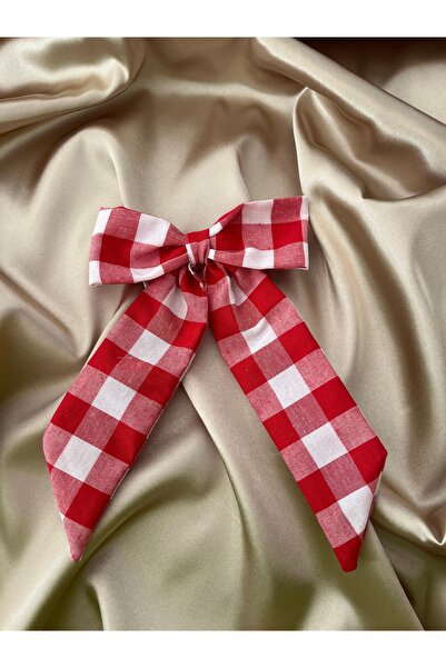 PratikDikisco Ženska crvena velika gingham mašna sa kopčom