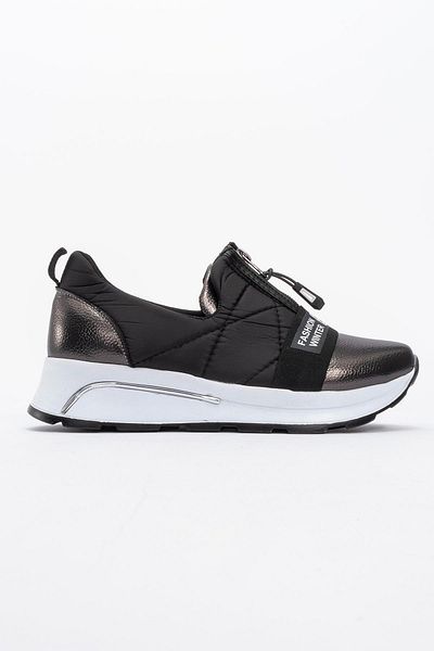 Ccway Pantofi casual de damă cu fermoar alb platină