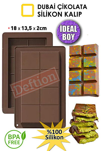 Deftion Dubai Çikolatası Silikon Kalıbı Ultra İnce 18x13,5cm BPA Free Çikolata Çukulatası Çukolatası Kalıp