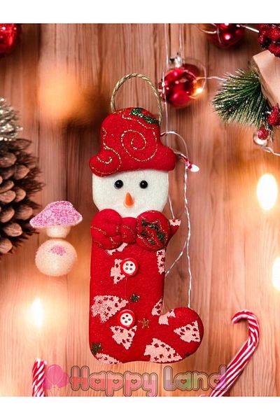 Happyland Christmas Tree Ornament Snowman with Socks Plush Model Hangings Ornament 15cm Christmas Tree Decor