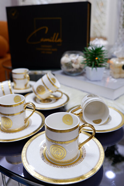 Camilla Marie 24K Altın 6 Kişilik Kahve Fincan Takımı 90 ML