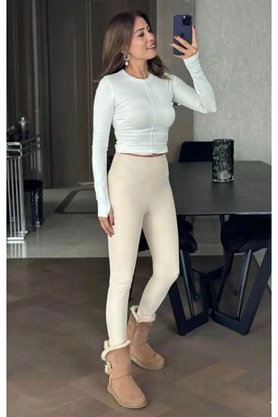 Kokosh moda Colanți din piele mată din lycra cu talie înaltă pentru femei