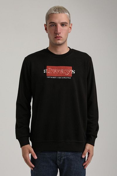 NEW WORLD POLO Crew Neck Black Slim Fit Sweatshirt 24Fwm60201