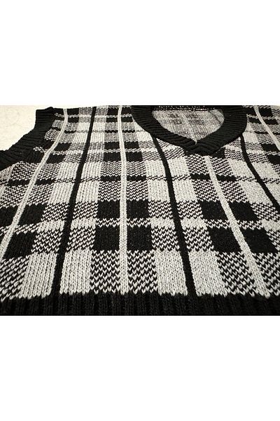moda mh Plaid Black Grey Sueveter