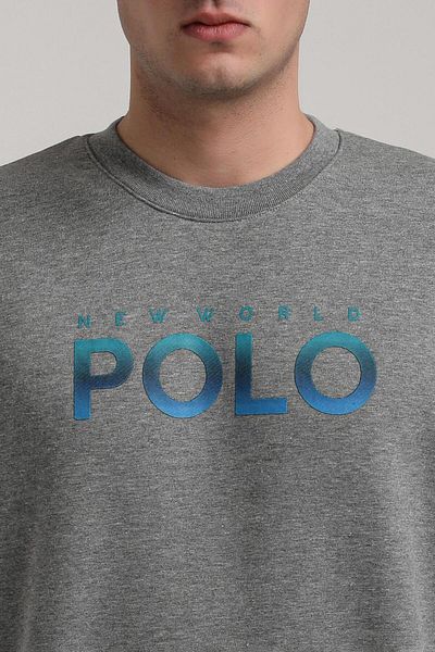 NEW WORLD POLO Crew Neck Gray Melange Slim Fit Sweatshirt 24Fwm60186