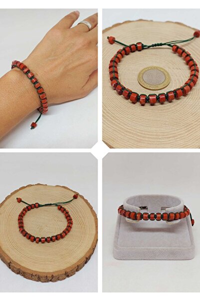 Yasamtohumu Браслет з каменем яшма, круглим вирізом, макроме-дизайном, унісек...