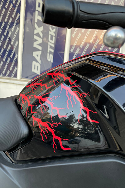 Banxtre Motor-Araba-Kask için Kırmızı Kalın Şimşek Yıldırım Sticker Etiket Se...