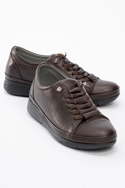 Dericlub Mother Wedge Heel Comfort Shoes Real Leather Br 950 Brown