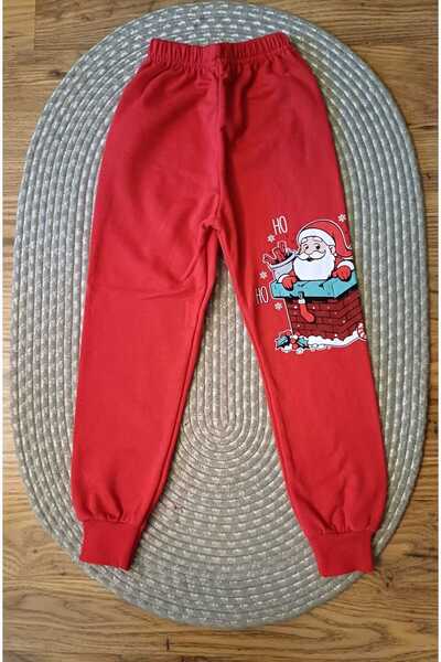 YDBKStore Kız/Erkek Çocuk (3-Yaş) 2 iplik Şardonlu Yılbaşı Temalı (Noel baba baskılı)Alt-Üst Takım