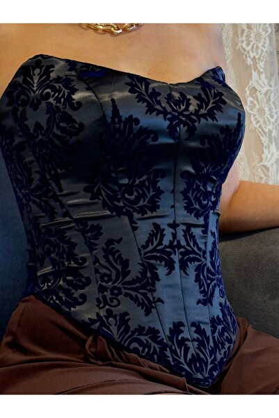 Emodaist SİYAH BÜSTİYER (KADİFE DESENLİ)