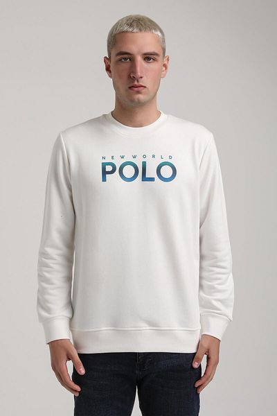 NEW WORLD POLO Crew Neck Ecru Slim Fit Sweatshirt 24Fwm60186