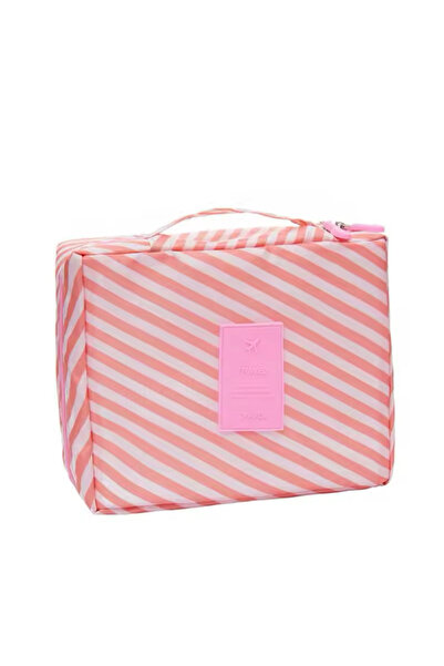 synshop حقيبة هواية مكياج مخططة باللون الوردي للسفر والعناية بالطفل - مقاومة ...