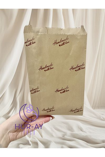 HUR-AY PACK Handmade Printed Paper Bag / Kraft Red Written Package Paper / 15X27 / 30 Pieces