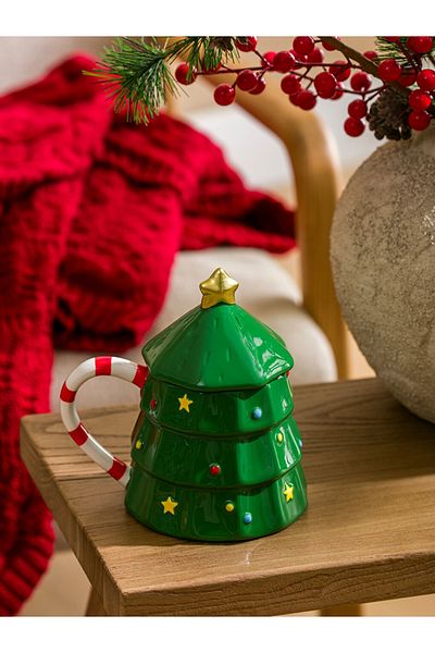 LC Waikiki New Collection Green Christmas Themed Ceramic Mug 407 ml City