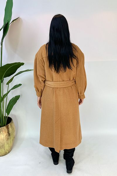 GÖKSEL Brown Large Size Cashmere Coat