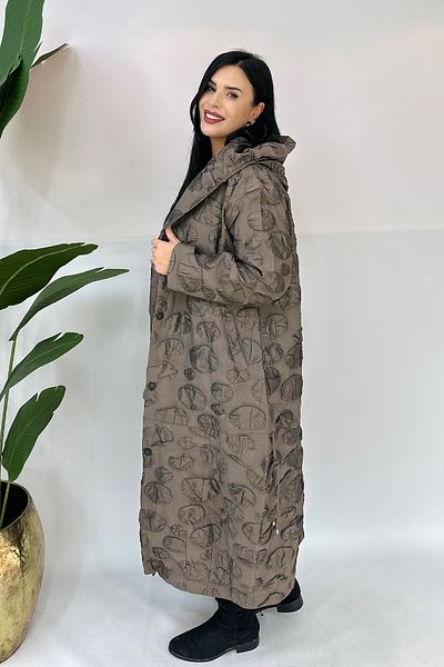 GÖKSEL Plus Size Long Coat - Brown