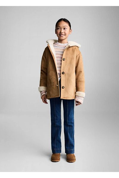 MANGO Kids Γούνινο σουέτ παλτό