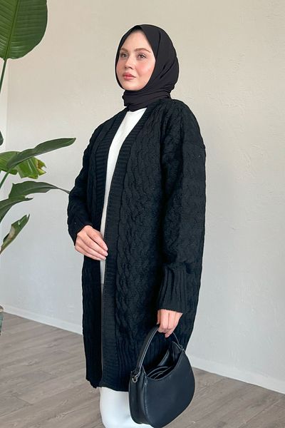 InStyle Cardigan tricotat negru împletit cu lanț