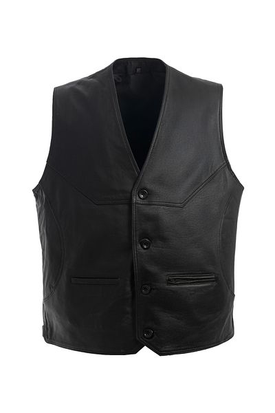 fubileather Елек от естествена агнешка кожа с копчета (мъжки кожен елек)